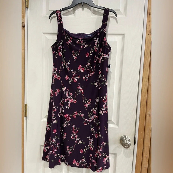 Chaps Women’s L Large Purple Dress with Flowers Sleeveless NWT - Picture 1 of 7